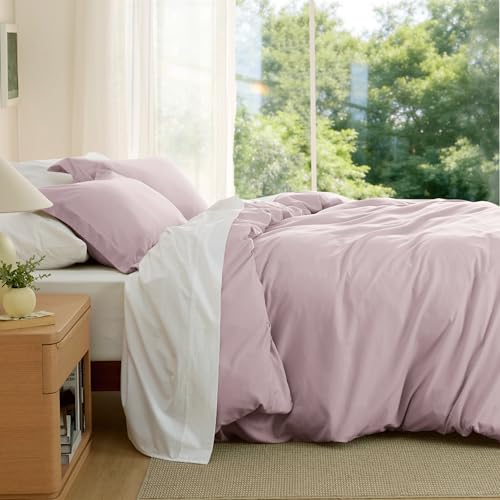 Image of Bedsure Duvet Cover King Size, 3Pcs Double Brushed Bedding Set, Pink Mocha | For Kids & Adults, 104 inchx90 inch Comforter Cover, Hotel Luxury, All Season, Breathable, Easy Care, Lightweight, Zipper Closure