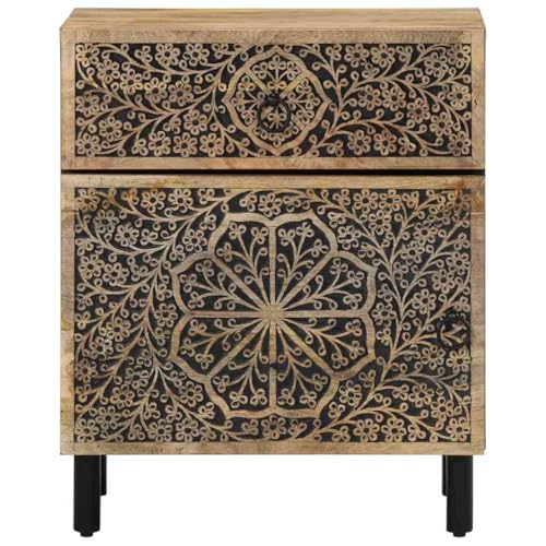 Table de chevet robuste style rétro en bois de manguier