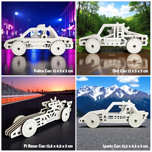 Image of Funvention Birthday Return Gifts (Pack of 24) Fun Fidgets - Cars Series | DIY Mini Mechanical Models 3D Puzzle Return Favours for Kids Birthday Party 5+ Years Made in India Toys Return Gift, Silver