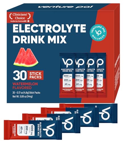 Image of Venture Pal High Sodium Sugar-Free Electrolyte Powder Packets - Hydration Packets with Sodium, Potassium & Magnesium | Zero Calories | Keto, Vegan, and Paleo Friendly | 30 Sticks