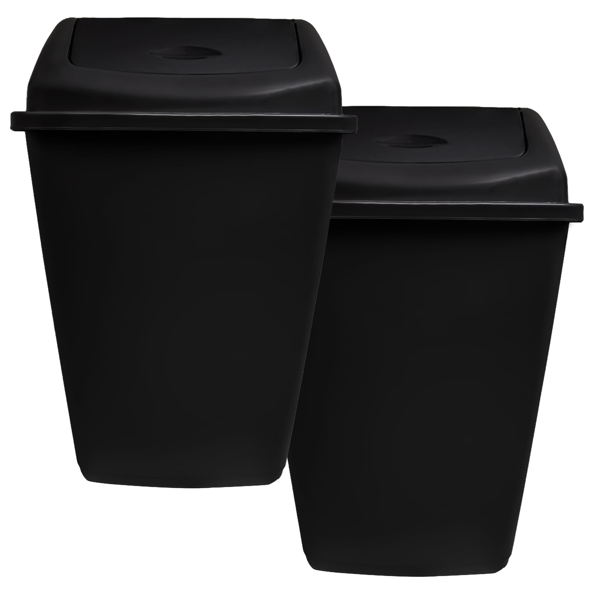 KMJ Large Kitchen Bins 50L-2 Pack– Convenient & Durable Waste Bin with Swing Lid– Perfect Trash Bins for Kitchen, Office, Bathroom and Home– Easy to Use Space Saving Black Bin-Multi Use Garbage Bins