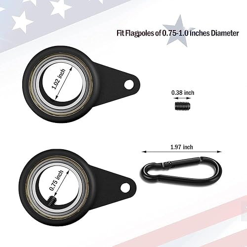 Miniatura 2 de Juego de anillos para asta de bandera con rodamientos, anillos de poste de bandera de aleación de aluminio, anillo de montaje de bandera giratorio