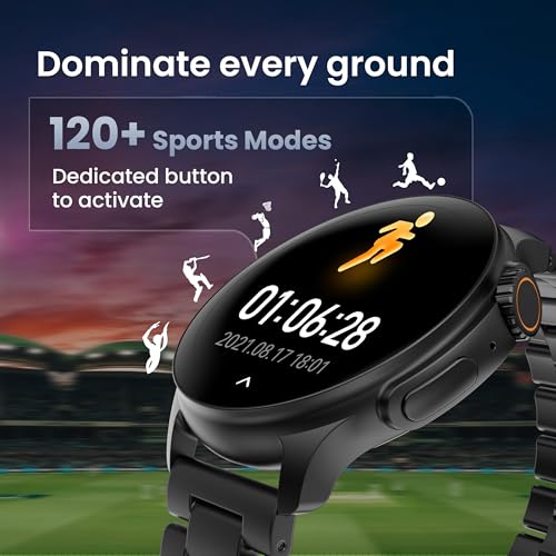 Image of GOBOULT Crown R Pro Smart Watch 1.43''HD AMOLED, Working Crown, Zinc Alloy Frame,600Nits Brightness, AI Voice Assistant, SpO2 Monitoring, 120+ Sports Mode(Metal Black)