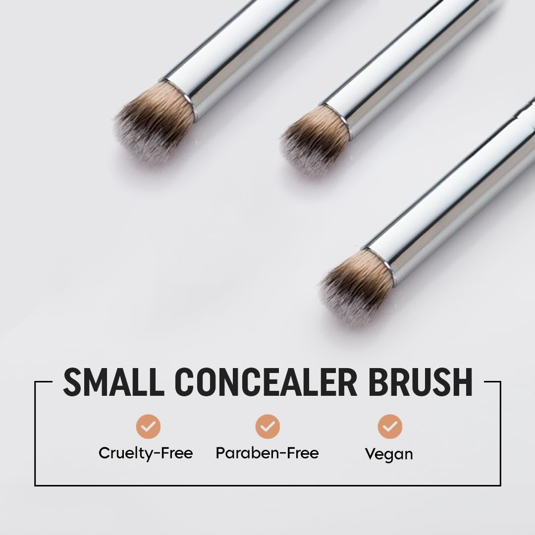 Gleva Mini Angled Under Eye Concealer Makeup Brush, Contour Brush Perfect for Blending Liquid, Nose Contour Brush, Cream or Flawless Powder Cosmetics Brush (Concealer Brush) 1