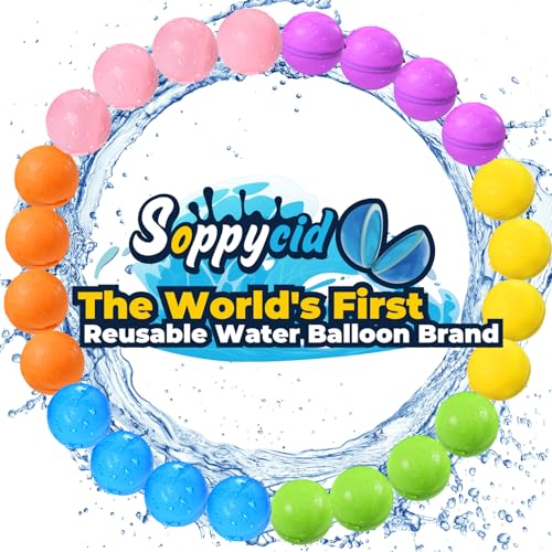 Image of Reusable Water Balloons 24PCS - Summer Water Toys for Pool Beach & Outdoor, Self-Sealing Refillable Water Bombs for Kids Ages 3-14, Magnetic Splash Balls for Kids Fun Games & Activities