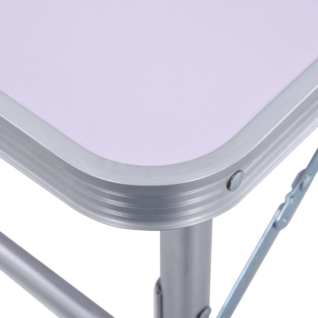 Gecheer Tavolo da Campeggio Pieghevole in Alluminio,Tavolo da Pranzo per Esterni,Tavolo Pieghevole in Alluminio,Tavolino da Picnic in Alluminio,Tavolino Tavolo Camper Campeggio Picnic Bianco 60x45 cm