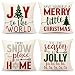 4TH Emotion Set of 4 Red Green Christmas Saying Throw Pillow Cover Cushion Case for Sofa Couch 18 x 18 Inches Cotton Linen (Joy World, Merry Little Christmas, Snow Place,Season Jolly)