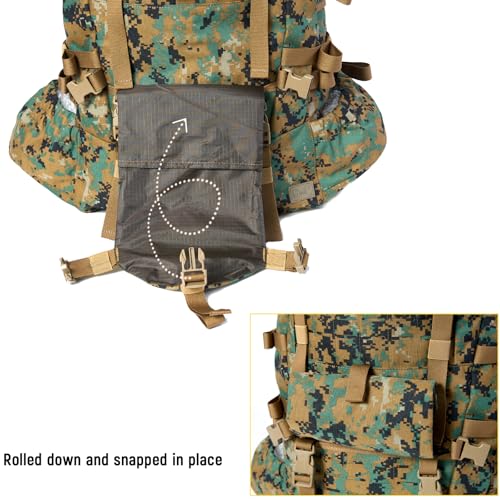 Image of MT Military Army Large Rucksack with Detacheable Assault Backpack Hydration Pack Shoulder Straps and Waist Belt Metal Frame | Detacheable