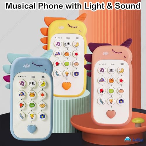 Image of FunBlast Cartoon Musical Mobile Phone for Kids, Mobile with Light & Sound Toys for Babies | Educational Toys for Kids 3+ Years /Boys /Girls-1 Unit (Peach2)