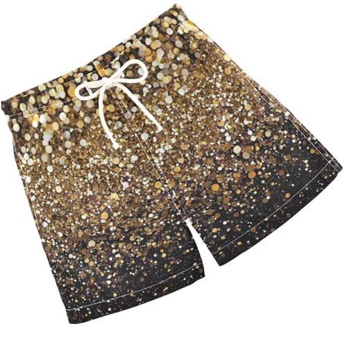 Pigsaly Boys Swim Trunks Gold Flashing Champagne Gradient Glitter Boys Board Shorts Swimsuit Swimwear Bathing Suit 5T
