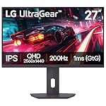 LG 27G610A-B 27-inch Ultragear QHD (2560 x 1440) IPS Gaming Monitor, 200Hz, 1ms, AMD FreeSync Premium, VESA DisplayHDR 400, HDMI, DisplayPort, Tilt/Height/Swivel/Pivot Stand, Black