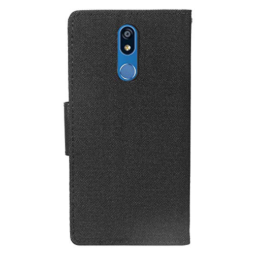 Z-Gen - Compatible With Lg K40, Harmony 3, Xpression Plus 2 (2019) Lm-X420, Lg Solo Lte L423Dl - Denim Fabric Flip Wallet Phone Case - Ct5 Black #TOP3
