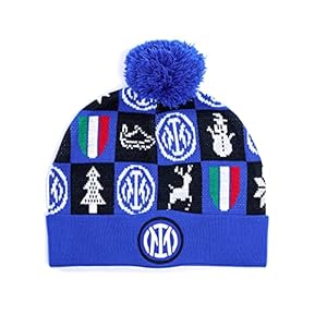 Inter Cappellino di Natale, Xmas 2021_Beanie, Berretto Unisex, Adulto, Taglia Unica, Blu