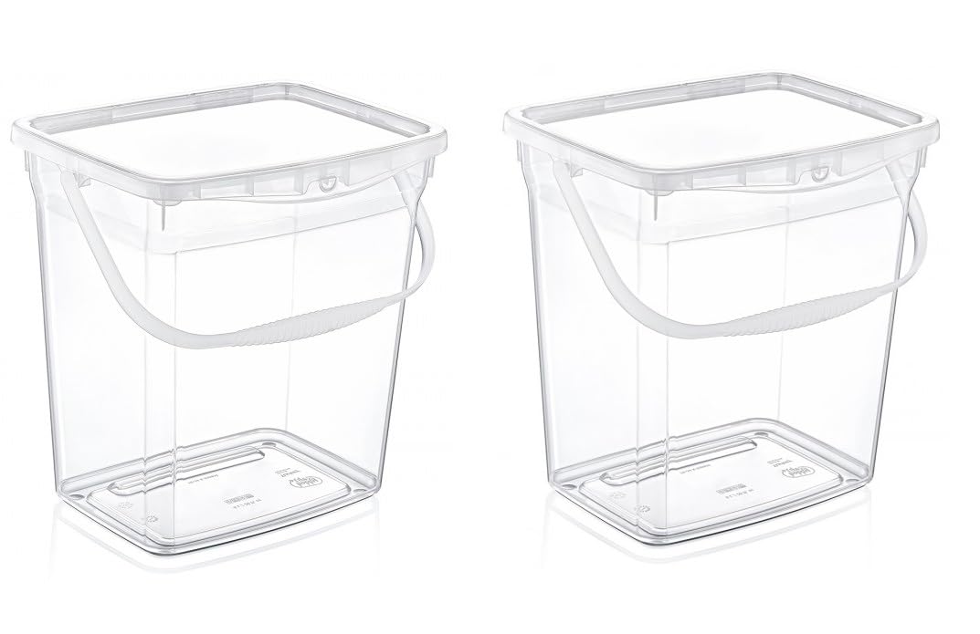 SIDSONS Pack Of 2 10 Litre Clear Plastic Container Detergent Washing Powder Storage Box Pantry Box Laundry Supplies To Kitchen Essentials Storage Solution With Handle & Lid Food Grade BPA Free