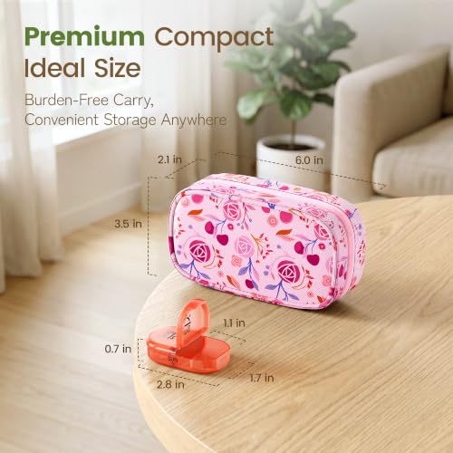 Image of Serfeymi Weekly Travel Pill Organizer 2 Times a Day AM PM Rainbow Pill Box