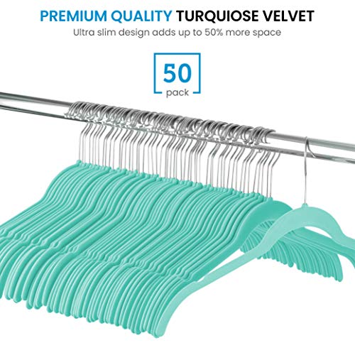Premium Velvet Shirt Hangers (50 Pack) Non Slip Clothes Hangers, Ultra Slim Hangers Gain 50% Closet Space, 360° Swivel Hook, Clothes Hangers For Tops, Dress Shirts, Blouses, Strappy Dresses, Delicates #TOP2