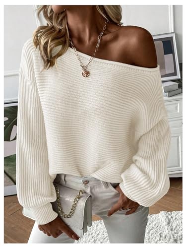 WDIRARA Women's One Shoulder Long Sleeve Oversized Sweater Asymmetrical Pullover Knit Top3