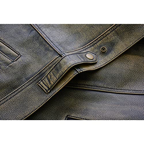 Leatherick Herren Top Grain SOA Anarchy Distressed Biker Leder Weste – Vintage Motorrad Weste (XL - EUR58)