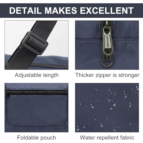 Image of HOLYLUCK Foldable Travel Duffel Bag for Women & Men Luggage Great for Gym (Navy Blue)