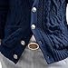 Men's Slim Fit Solid Cable Fall Winter Sweater Lapel Knit Casual Button Up Sweater Cardigan Warm Outdoor Sweaters (Blue,Medium)