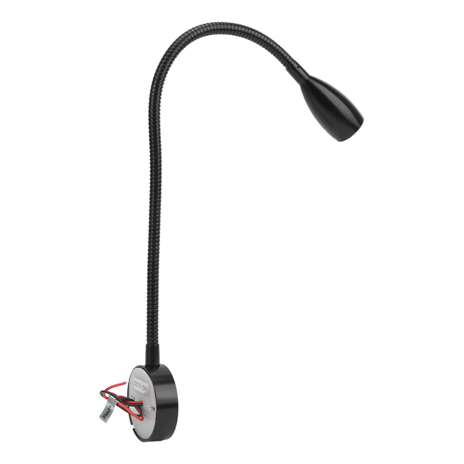 Itonash LED Reading Light 3W Wall Mount Flexible Gooseneck 3 Color Adjustable Touch Control Dimmable Bedside Lamp with 12-24V for RV Boat Caravan Trailer (Black Housing)