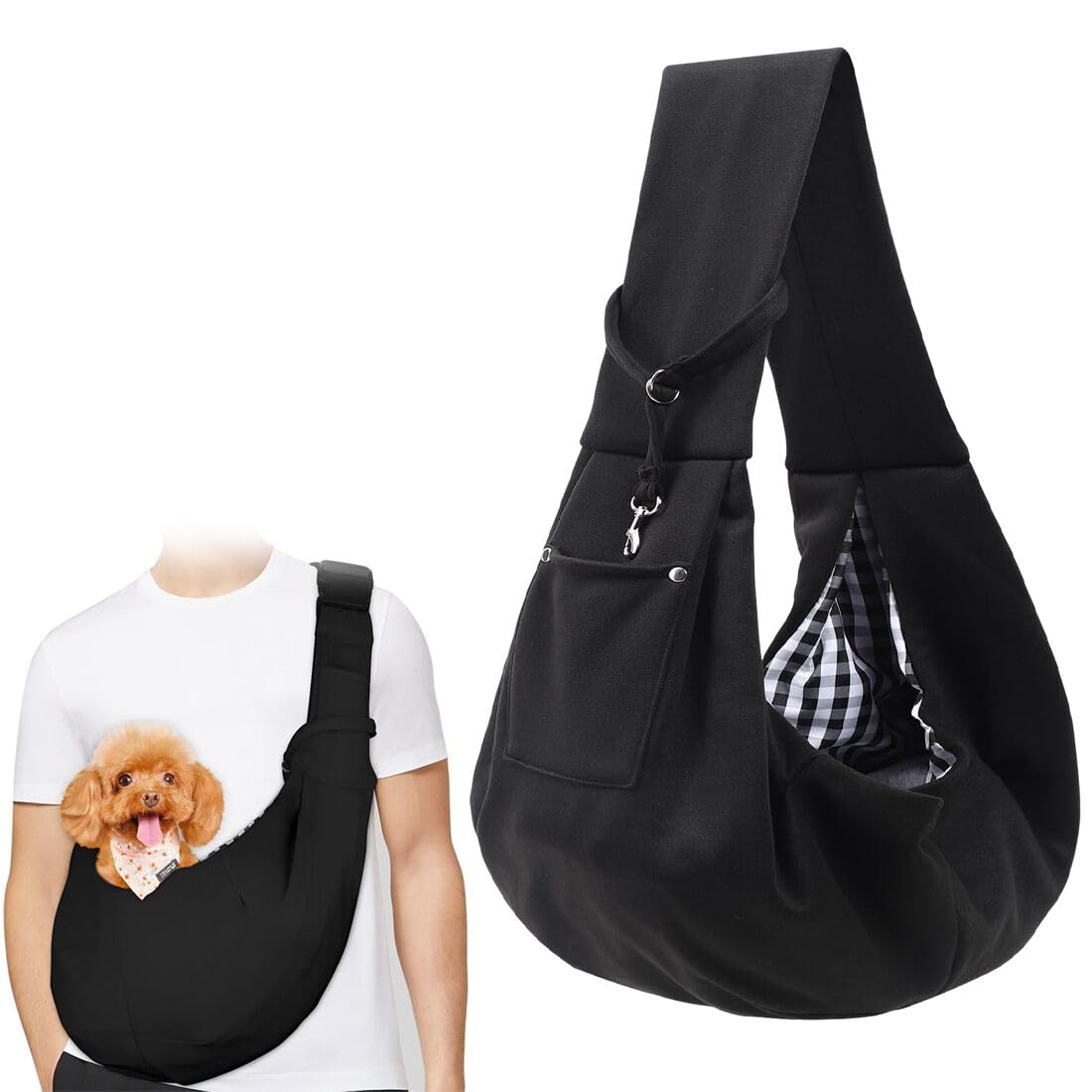 Sac de Transport pour Chien Chat, Réglable Sac à Bandoulière Mains Libres Petit Chien, pour l'extérieur, Les Voyages, pour Chiens/Chats de Taille Moyenne Jusqu'à 7,5 kg