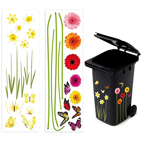 Neikafan 2 pièces Autocollant DéCoratif Poubelle Papillon Fleur Sticker pour DéCorations de Poubelles RéFrigéRateur Et Maison (Coloré) Cover