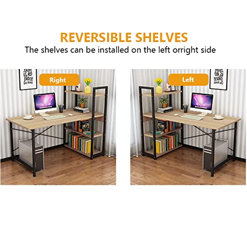 Bureau d'ordinateur 119 cm avec bibliothèque réversible pour étude - 4