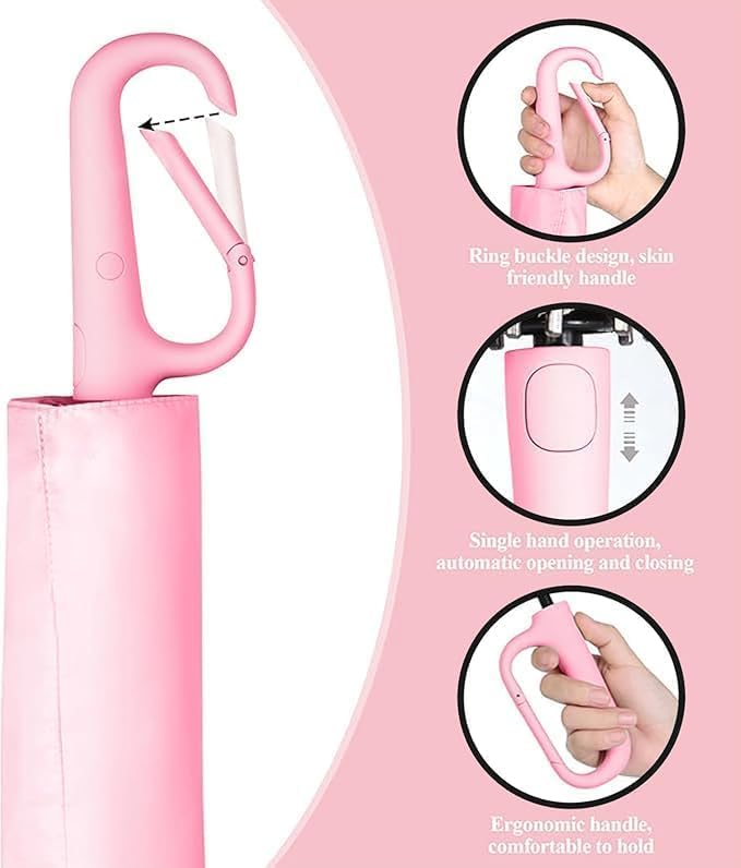 Image of ๐ฆ๐ฎ๐ธ๐ถ๐ฟ๐ผ ๐จ๐ฉ Travel Mini ๐๐ผ๐น๐ฑ๐ถ๐ป๐ด Ultra Compact pastel Umbrella with Case, Manual Open 12 Ribs Lightweight Portable, Small Sun & ๐ฅ๐ฎ๐ถ๐ป ๐ฃ๐ผ๐ฐ๐ธ๐ฒ๐ ๐จ๐บ๐ฏ๐ฟ๐ฒ๐น๐น๐ฎ for Men and Women- Use in Rain & Summer (PINK)