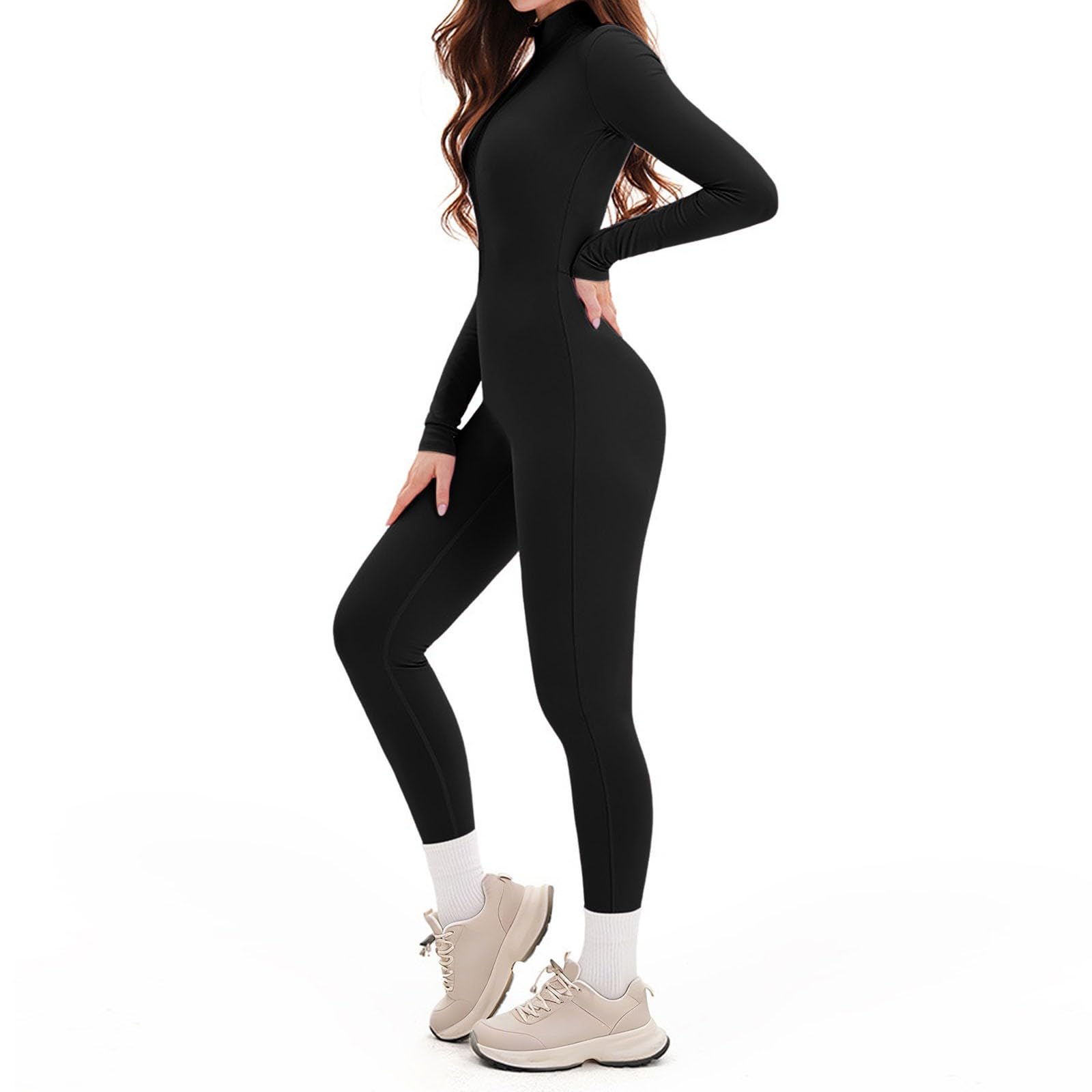 Combinaison de Sport féminine à Manches Longues avec Fermeture éclair et Coupe ajustée pour Une liberté de Mouvement optimale