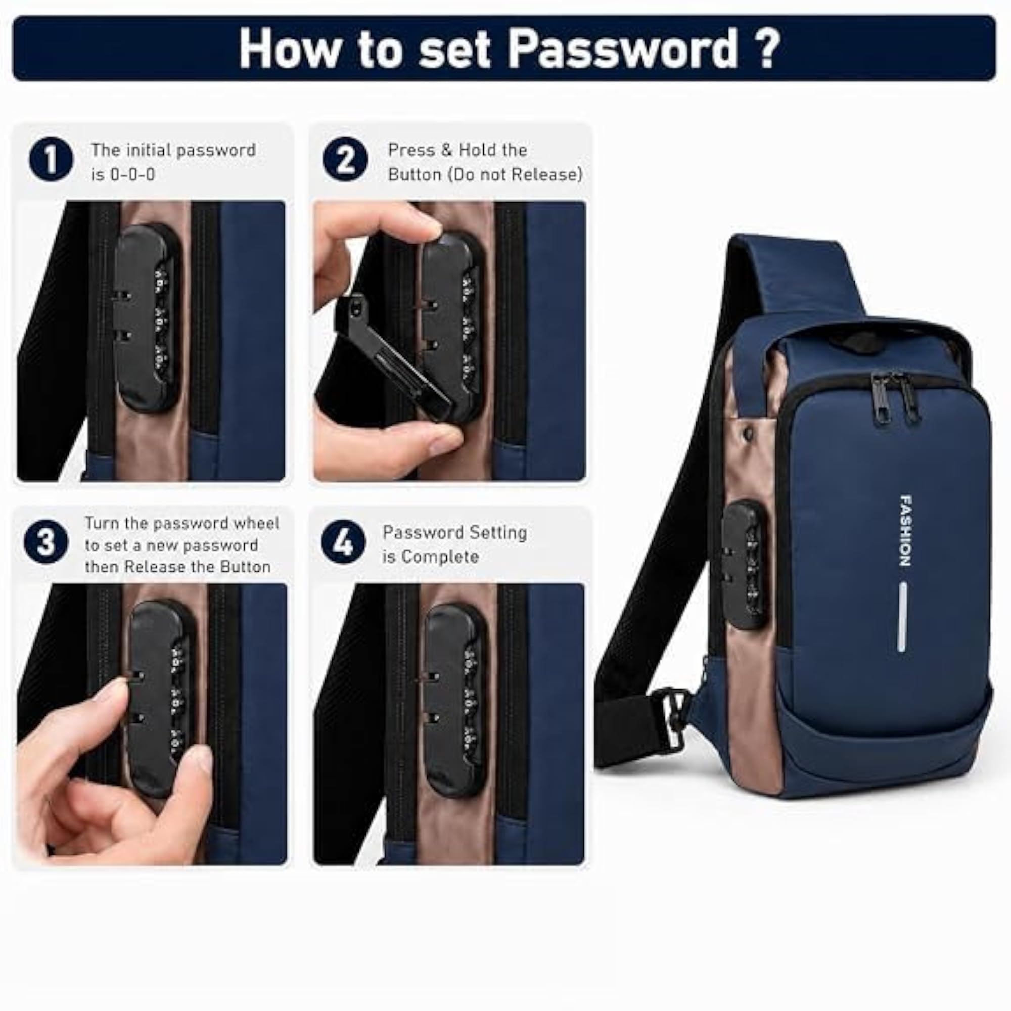 Waterproof Anti-Theft Sling Bag with USB Charging Port