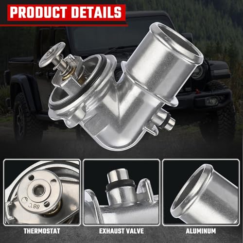 902-3040 Upgrade Aluminium Coolant Thermostat Housing Assembly Fit for Ram 1500 2014-2022 Fit for Jeep 2021-2022 Gladiator 2014-2021 Grand Cherokee 2020-2022 Wrangler 3.0L Replace 68253514AA