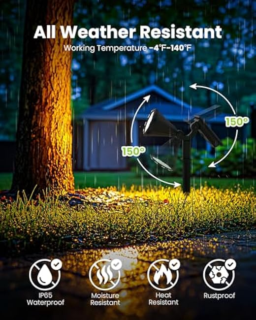 Solar Spot Lights Outdoor Waterproof, Flag Pole Light Solar Powered Halloween Lights, Landscape Spotlights for Tree, House, Yard, Garden, Christmas Decorations-8 Pack Warm White