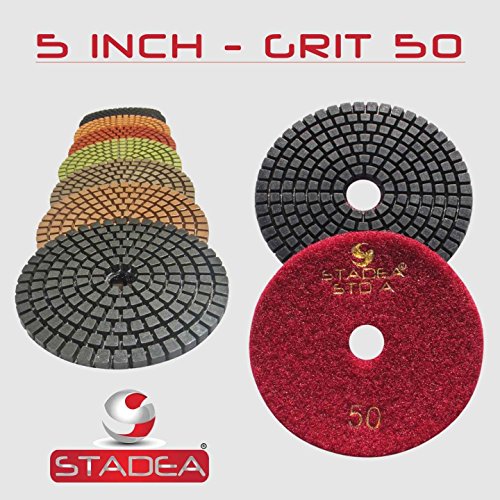 Stadea Grit 50 (2 Pieces) 5" Diamond Polishing Pads For Granite Marble Concrete Stone Polishing Wet Grinder #TOP1
