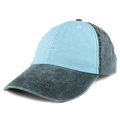 Armycrew Two Tone Pigment Dyed Washed Unstructured Baseball Cap - Navy Baby Blue