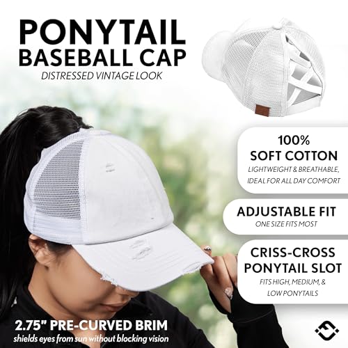 Image of Funky Junque Womens Baseball Cap Dad Hat Ponytail Messy Bun Trucker Ponycap