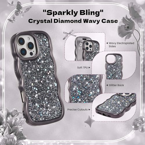Coque iPhone 17 cadre ondulé galvanisé strass chic noir FABSPARK - 2