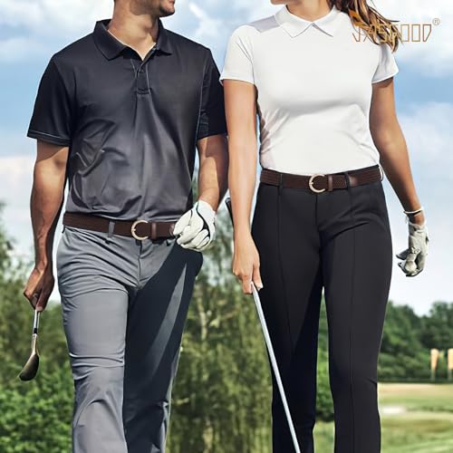 Image of JASGOOD Women Men Braided Woven Elastic Stretch Waist Belt Golf Canvas Fabric Casual Belt for Jeans Pants