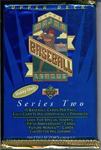 1 Unopened Hobby Pack of 1993 Upper Deck Series 2 Baseball Cards (15 cards/pack) - Possible Derek Jeter Rookie Cards!