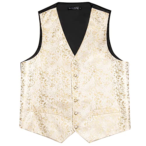 Image of Barry.Wang Mens Suit Vest Paisley /Flower Silk Jacquard Waistcoat Ties Set Formal /Leisure 5PCS