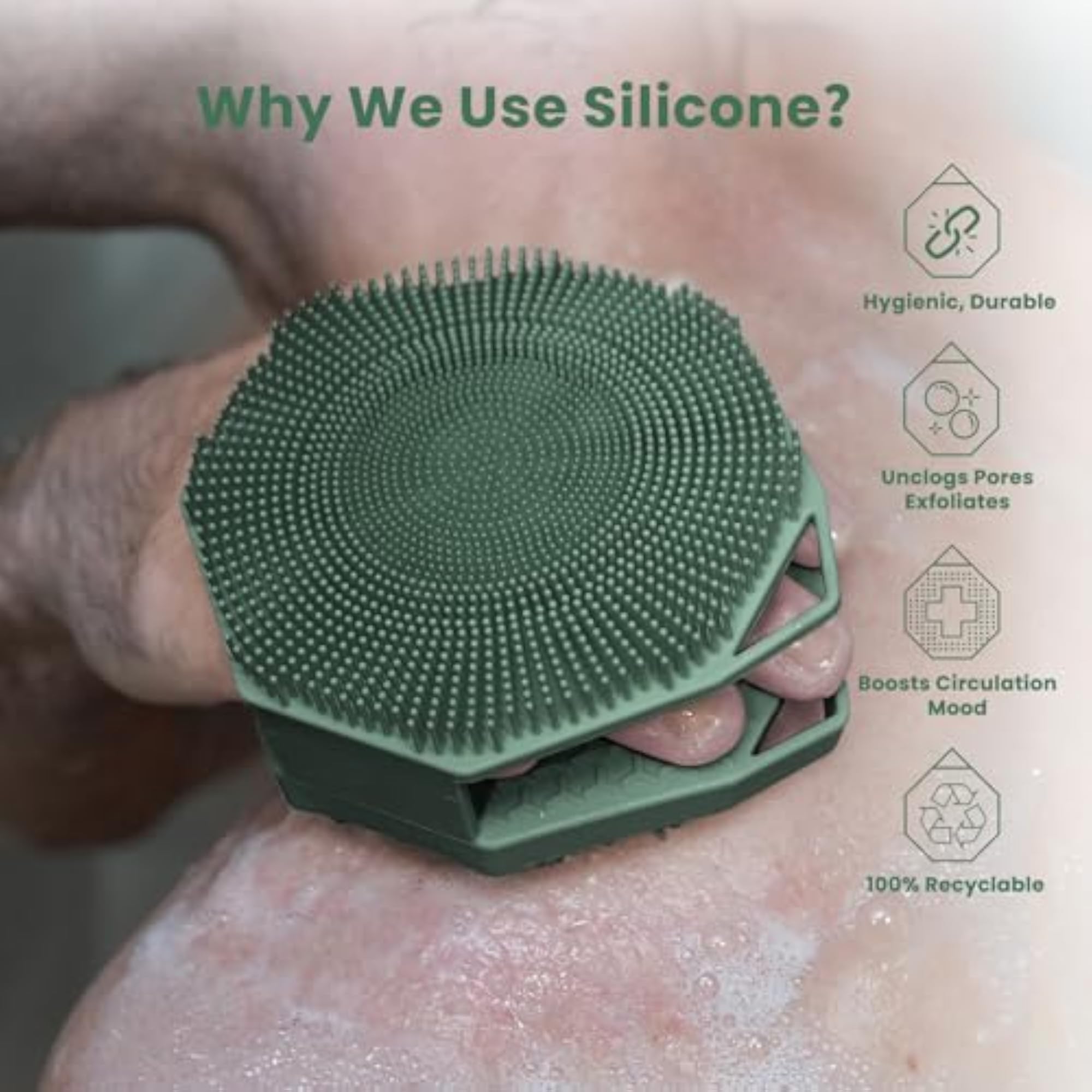 Premium 2-in-1 Silver-Infused Silicone Body Scrubber
