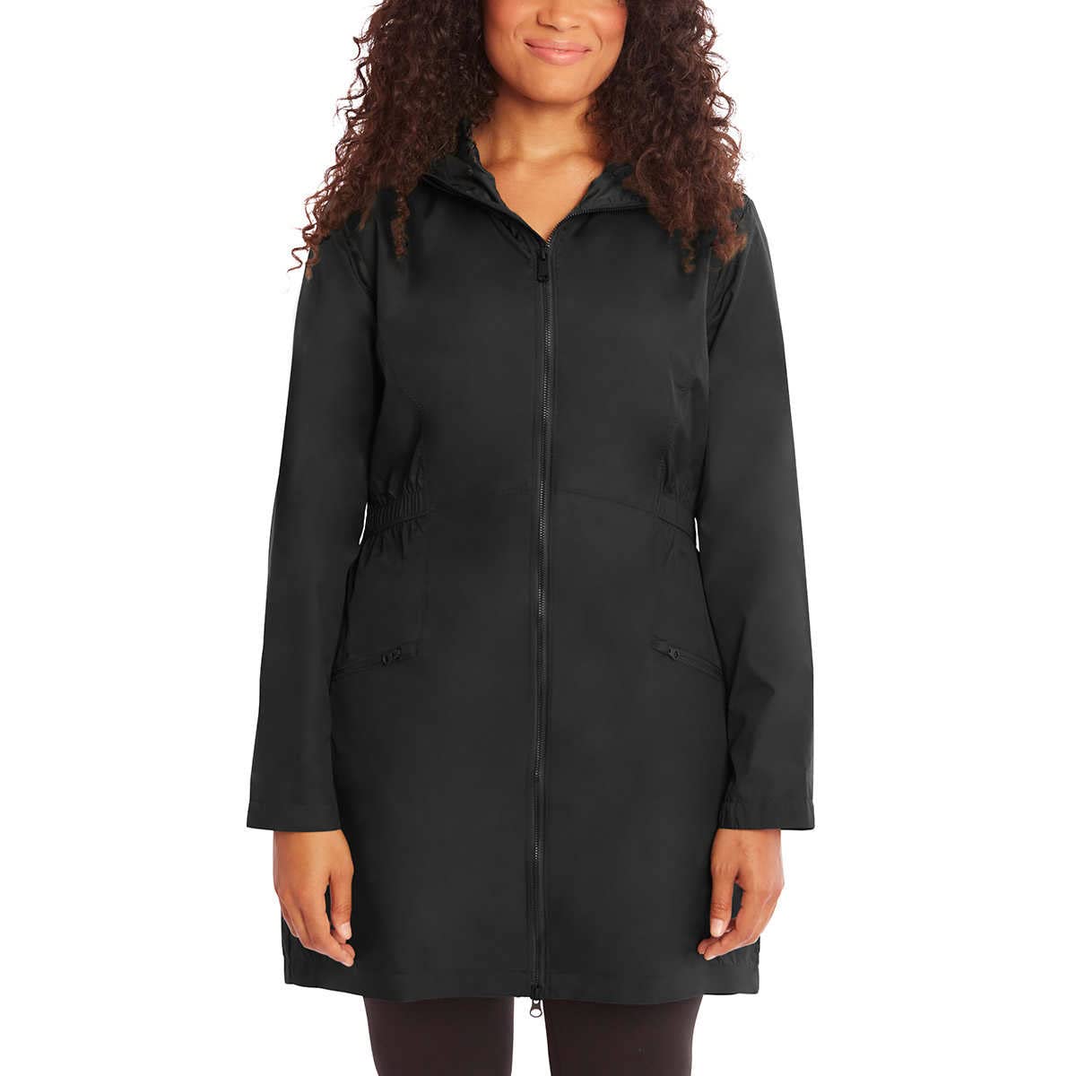 KIRKLANDSignature Ladies' Hooded Lightweight Jacket Pıck (Black, Large)