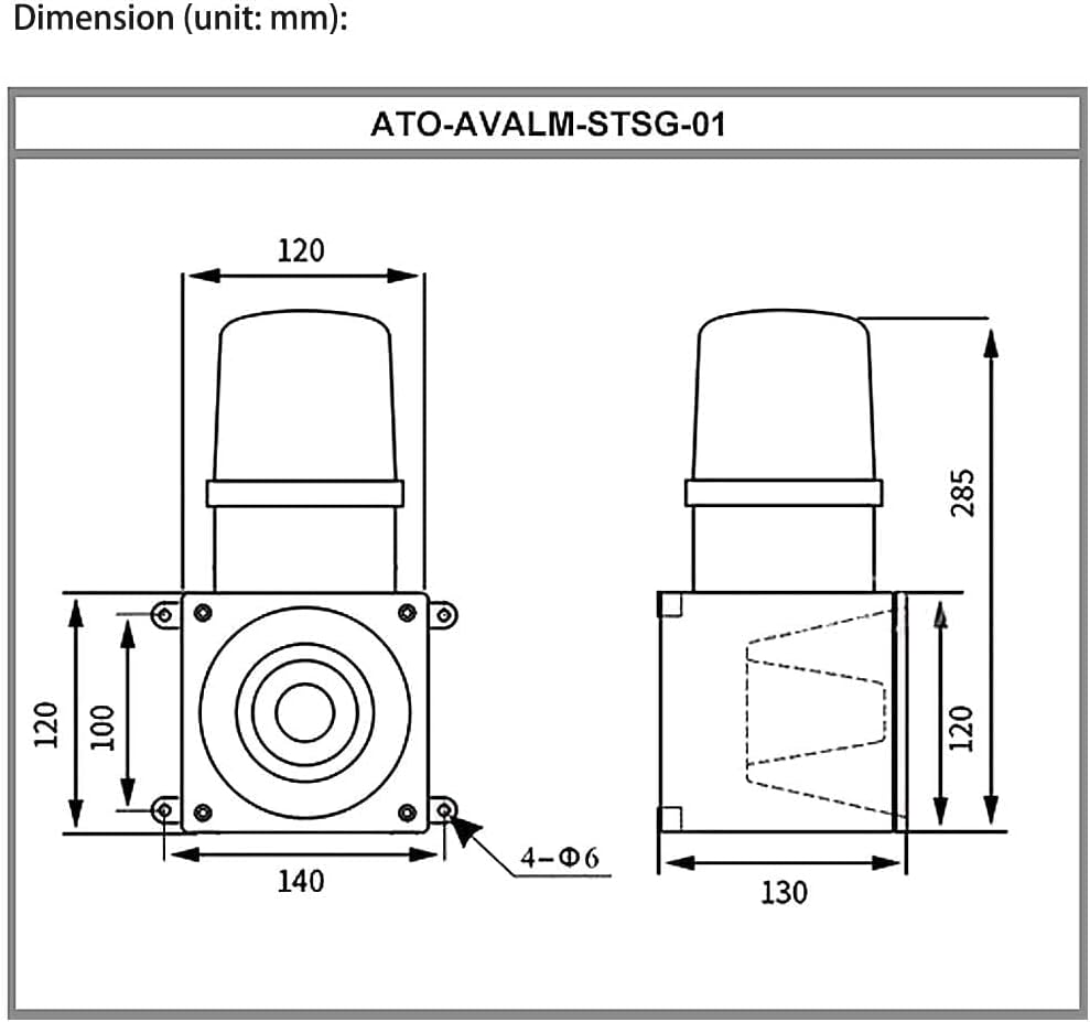 ATO Audible and Visual Alarm, Sound and Light Loud Alarm Siren with Strobe Light, Warning Light Horn Siren Alarm , 106-120dB Adjustable ,for Security Alarm System(DC 24V)