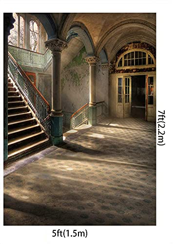 Kate Microfiber Castle Photography Backdrops 5X7Ft Indoor Vintage Stairs Photo Background Interior Holiday Party Decoration Backgrounds Princess Baby Shower Newborn Photoshoot Backdrops #TOP3