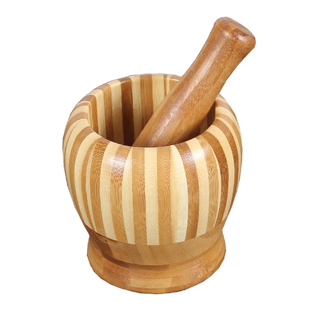Juego de mortero y maja de madera, tazón de molienda, batidora Manual Tazón de maceración Condimentos, Cuenco de guacamole Cáscara Ajo Pimienta Prensa Picadora Molinillo Trituradora Mezcla Herra