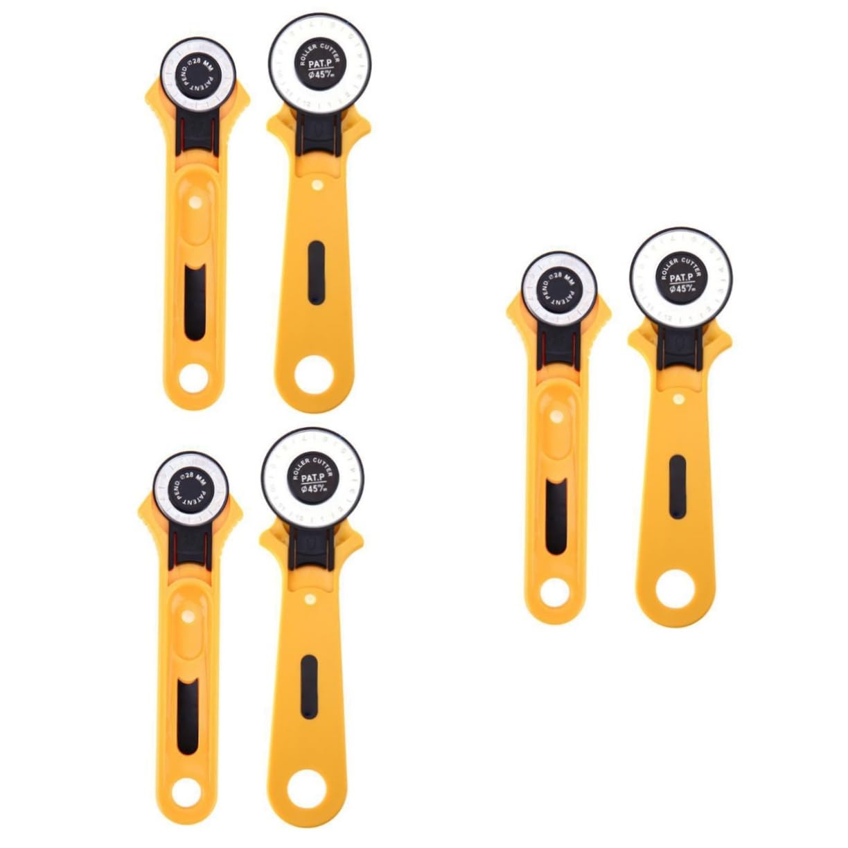 Operitacx 3sets Leather Cutting Round 28mm 45mm Rotary Cutter Tungsten Steel Soft-grip Handle Safety Lock Left/right Hand for Craft 2pcs*3