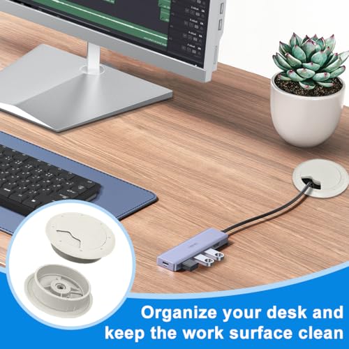 Image of Serplex 4Pcs Desk Grommets 2.36 inches Round Cable Grommets for Office