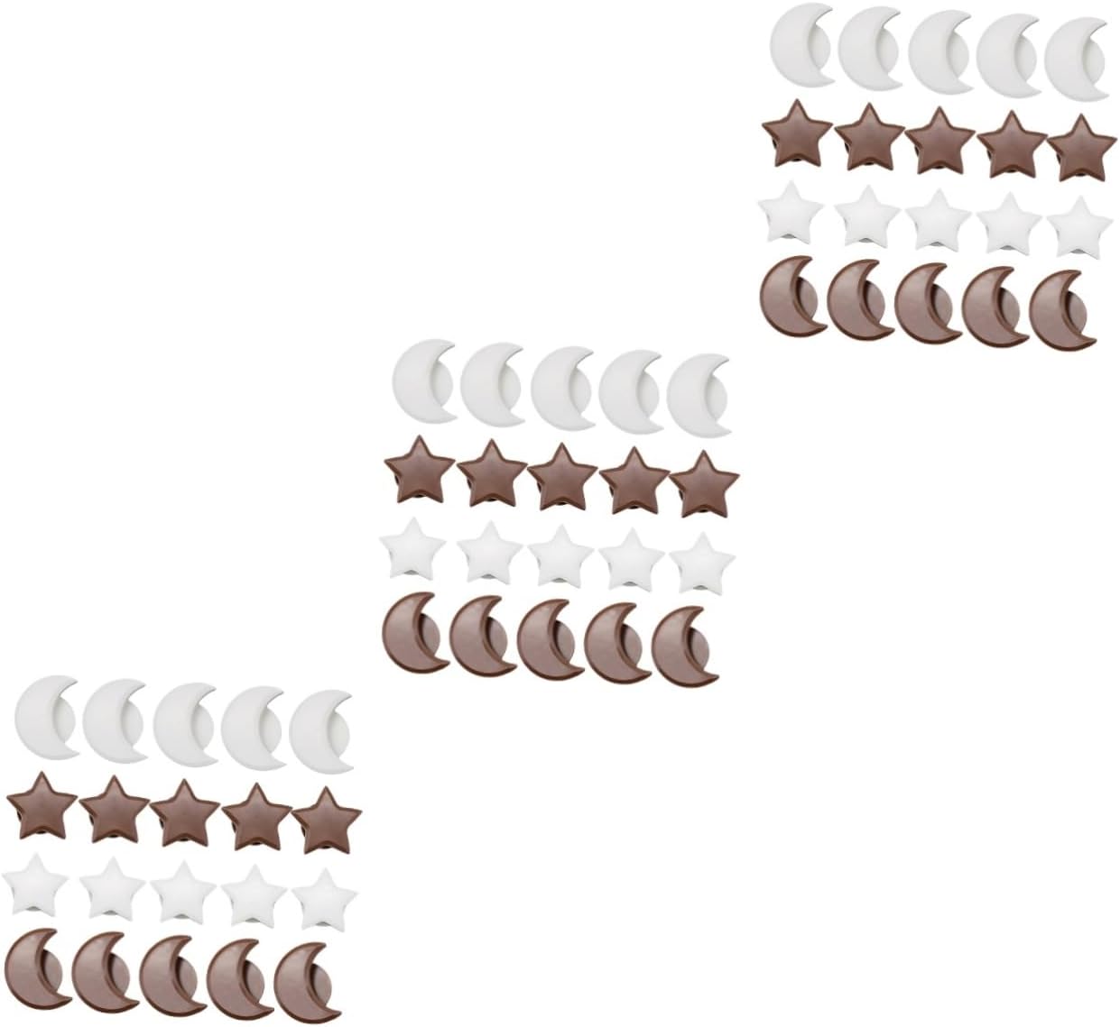 Angoily 60pcs Self-Adhesive Moon and Star Cabinet Door Handles Knobs for Furniture Easy to Install Coffee White Design