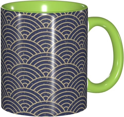 マグカップ 和柄 青海波 コーヒーコップ 330ml 陶器 食器 セラミック 耐熱カップ おしゃれ 北欧 お茶 牛乳 朝食マグ 電子レンジ対応 大容量 軽量 雑貨 ボックス付き 誕生日 プレゼント