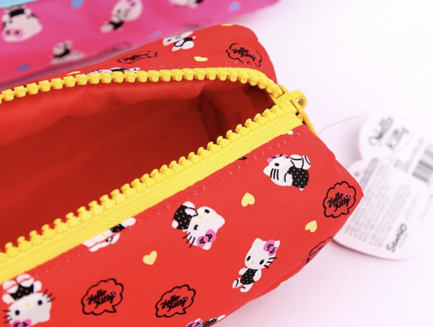 Image of Bandal & Neoul Kitty's Officially Licensed Pink & Red Writing Instrument Pouch with Bold Zipper (Red)